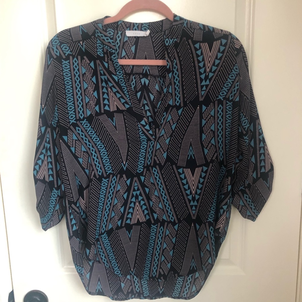 Lush V-Neck Printed Blouse